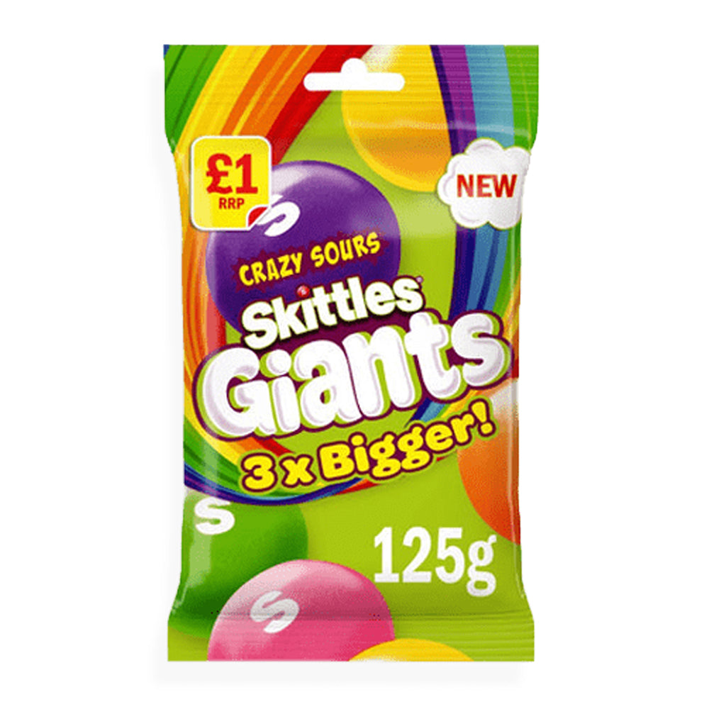 Skittles Giants Gooey – 125g Bag, Exp 06/2026, Hard Shell Candy, UK Made