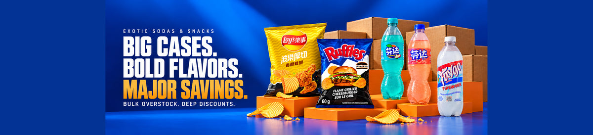 Exotic Sodas and Snacks: Big cases, bold flavors, major savings